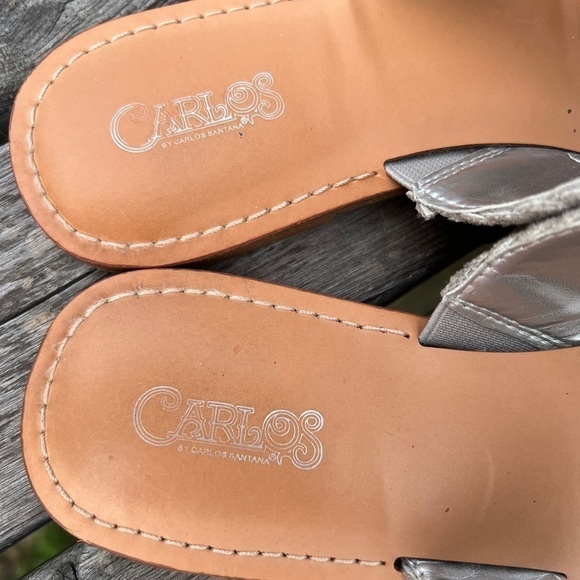 Carlos Santana Silver Metallic Summer Holly Woven Sandals Size 9M - Picture 5 of 6